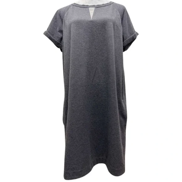 Brunello Cucinelli Monili Bead Cotton Stretch T-Shirt Dress Gray Made In Italy - Picture 3 of 13